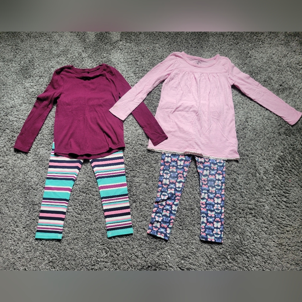 Set of Two Long Sleeve Tops with Leggings Size 5T Bundle